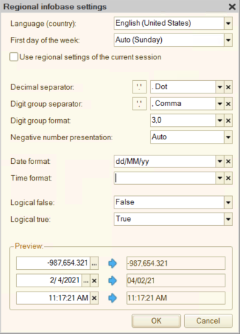 Fig. 56. Regional settings